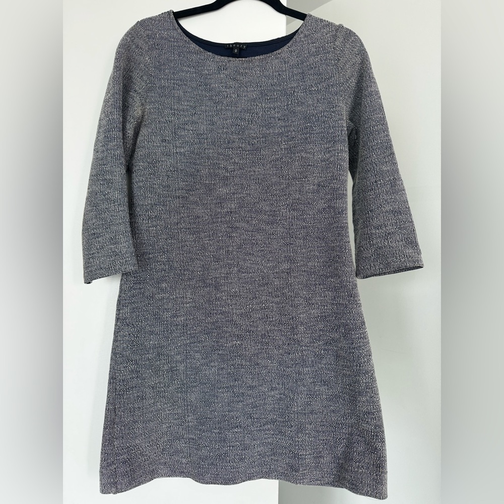 Theory Navy/White Tweed A-Line Mini Dress